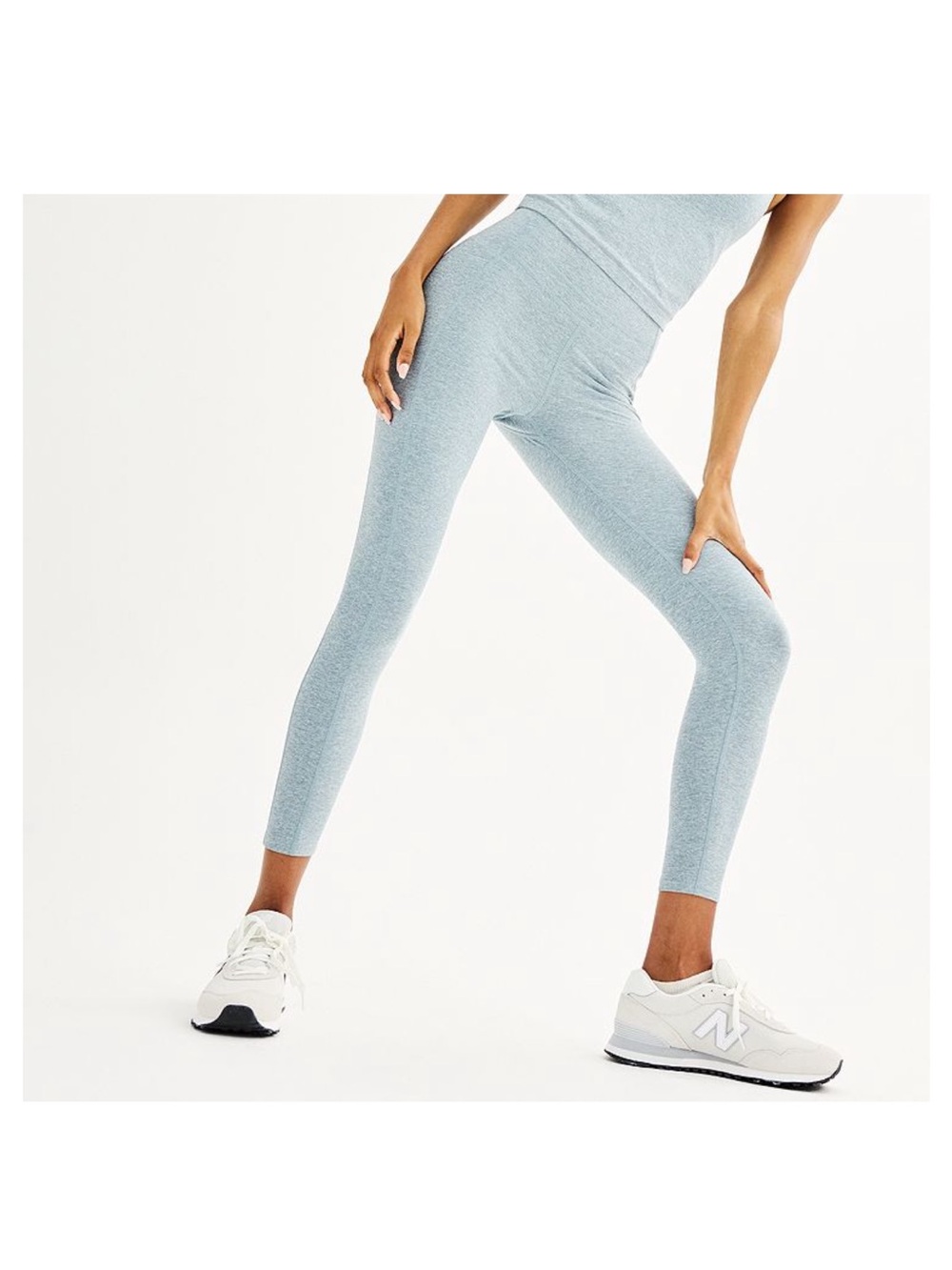 FLX Leggings Womens Large Gray High Rise 7/8 Ankle Travel Leisure Stretch NWT